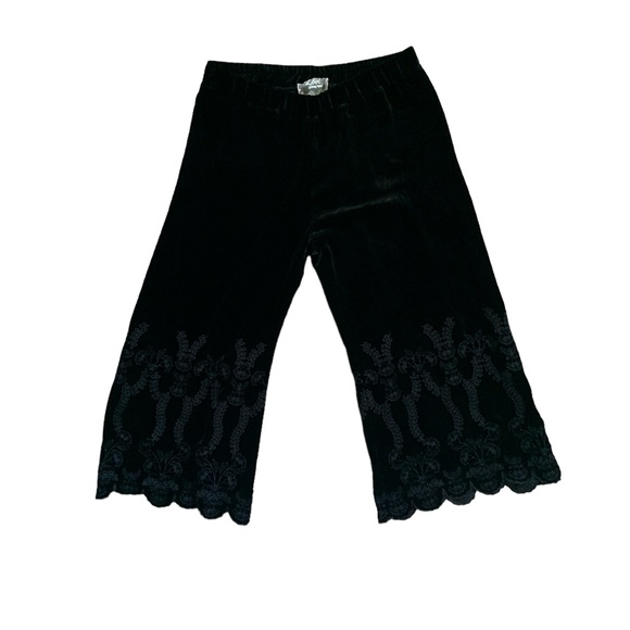 Johnny Was LOVE Uche Cropped Floral Embroidered Wide Leg Velvet Pants LARGE - Picture 1 of 14